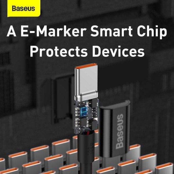 Кабель Baseus з чіпом Type-C to Type-C 100W / 5A / 200см