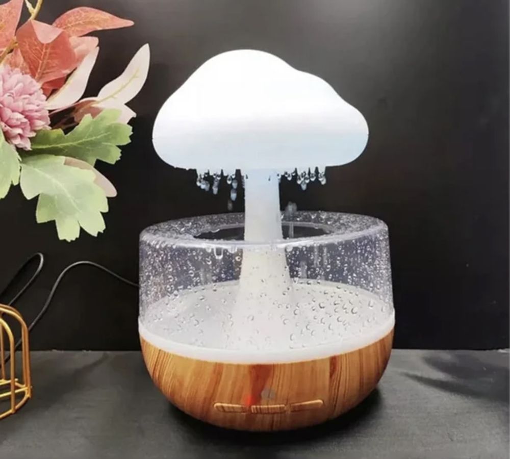 Гриб зволожувач повітря з ефектом дощу увлажнитель воздуха гриб ночник