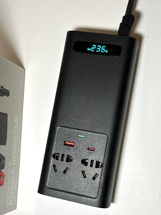 Інвертор Baseus 500Вт чистий синус 12V–220V для котла