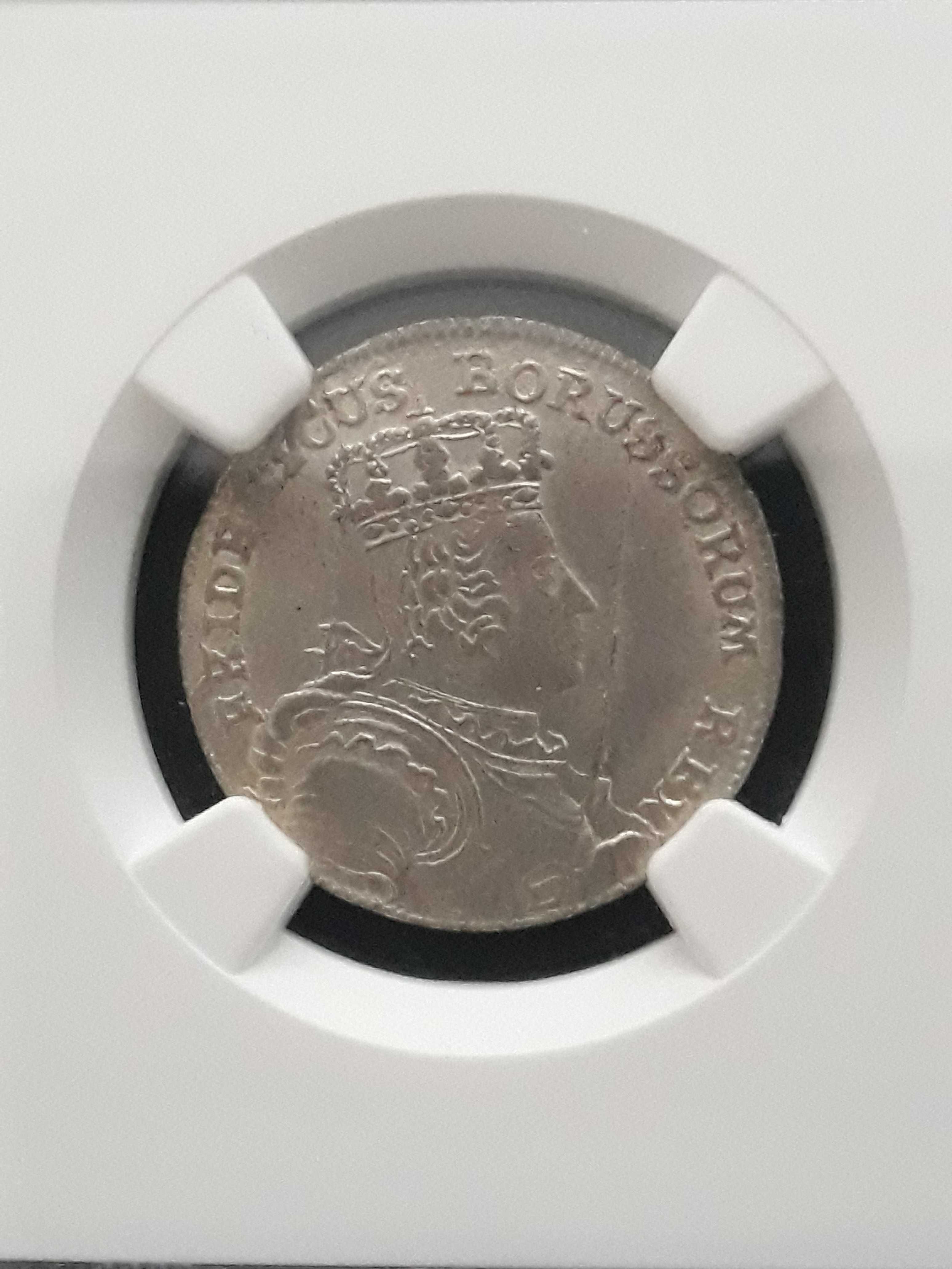 6 Groszy (krajcarów) 1757 r men. B- slab NGC - Ms-62