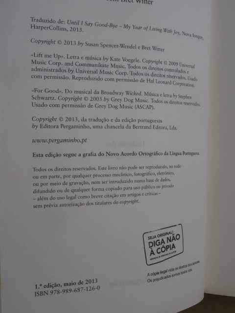 Antes do Adeus de Susan Spencer-Wendel e Bret Witter - 1ª Edição