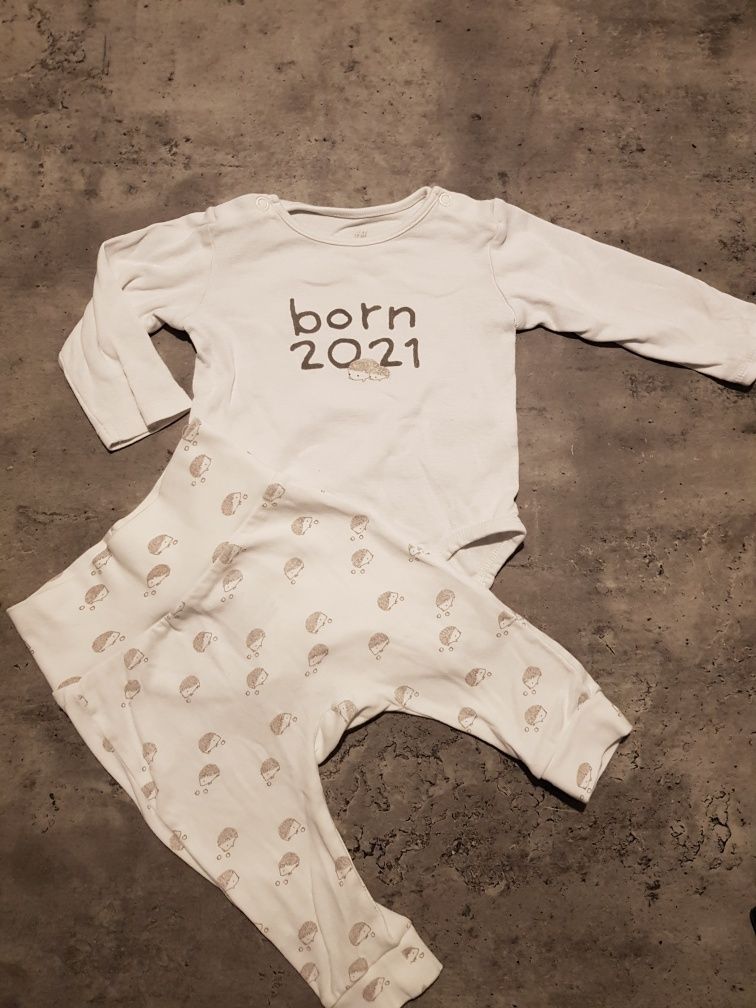 H&M KOMPLET bawełniany Body joggery born 2021