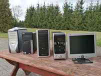 4 obudowy PC, monitor, drukarka, skaner, soft, kable, soft - sprawne