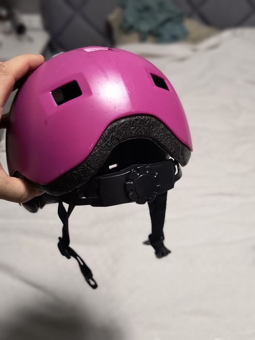 kask rowerowy dziecięcy oxelo różowy z naklejkami