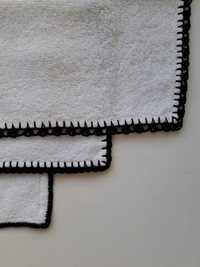 Toalha 100% algodão com picot artesanal -branco e preto aprox 33x33 cm