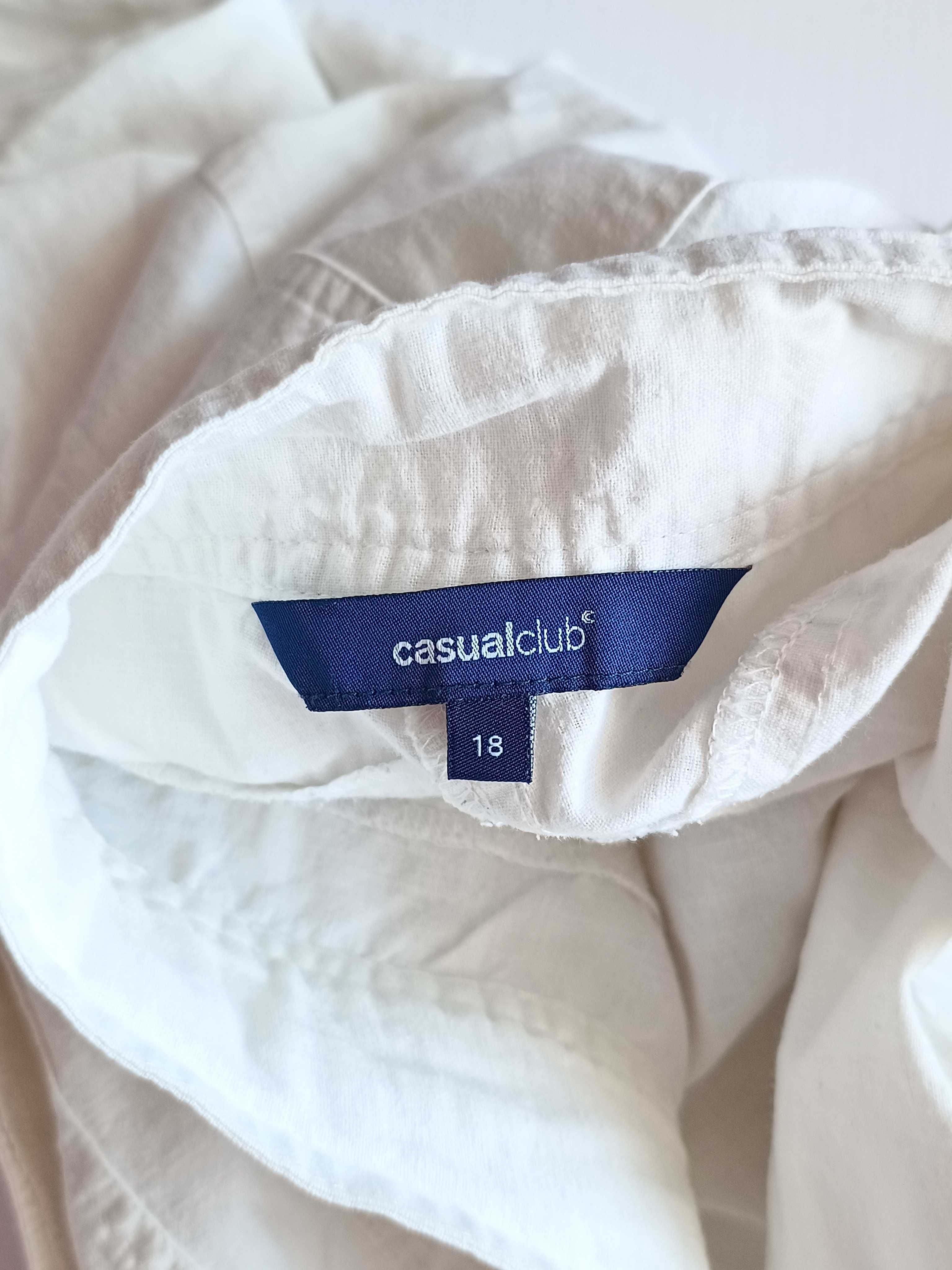 Białe spodnie chinosy gładkie lniane bawełniane  Casual Club 46 3XL