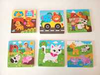 układanki dla dziecka dzieciece puzzle drewniane male mini 9szt pepco