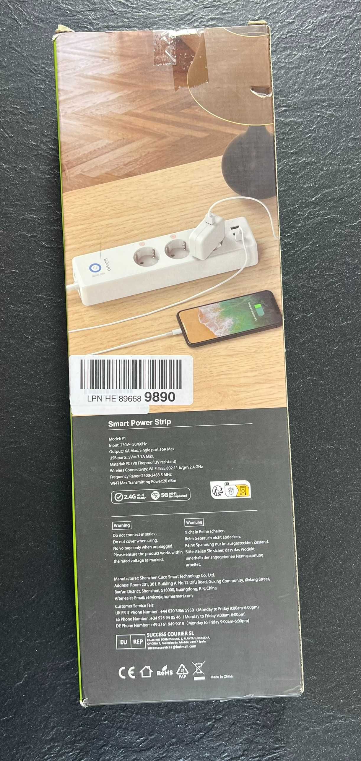 Inteligentna listwa zasilająca GHome z 3 gniazdami AC i 3 portami USB
