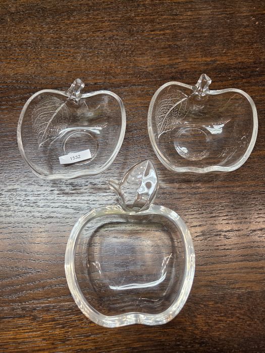 Zestaw 3 sztuki szklana miska miseczka w kształcie jabłka  1532