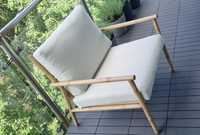 Fotel ogrodowy aluminiowy w kolorze beżowym i bambusowym