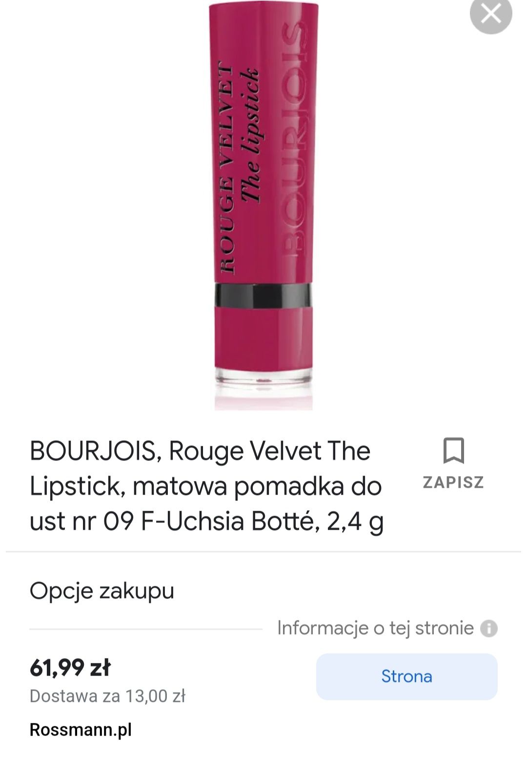 Pomadka Nowa Rouge Velvet the Lipstick