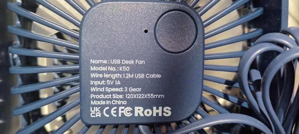 usb-вентилятор topk: 3 швидкості, працює від мережі і powerbank