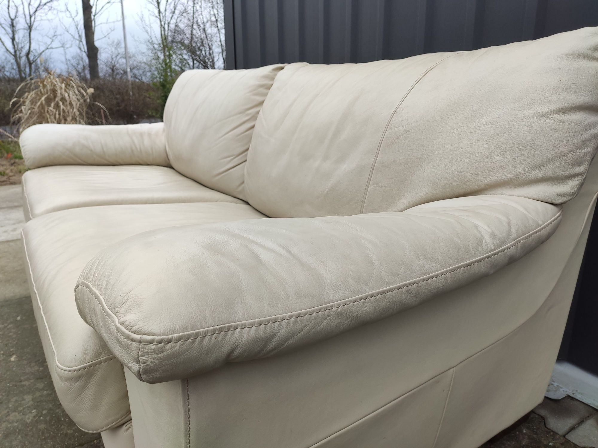 Sofa skórzana 3-osobowa z funkcją spania- skóra naturalna! Okazja