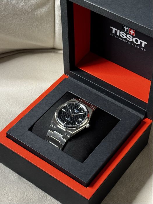 Tissot prx 40 powermatic 80 srebrny czarna tarcza męski