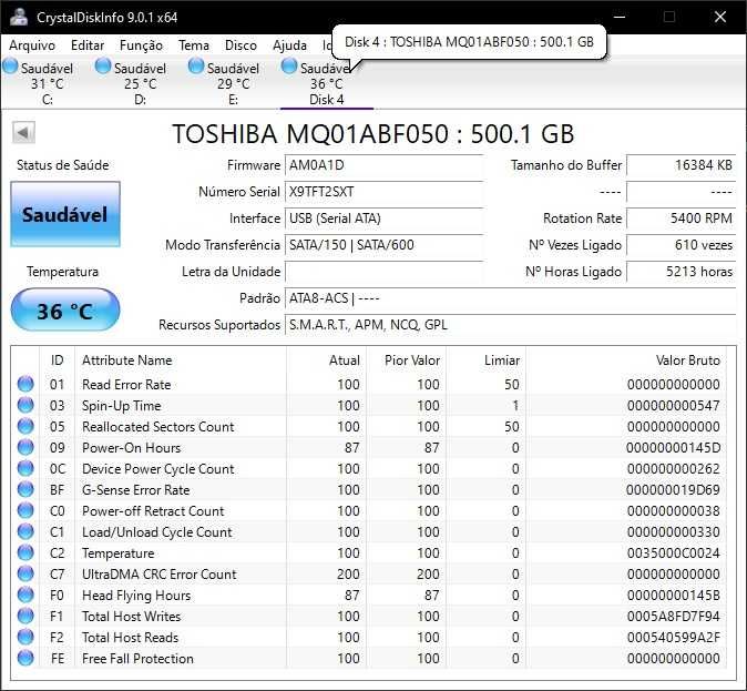 disco HDD 2.5" Toshiba 500GB (5400 RPM)