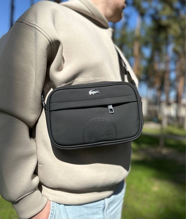 Сумка Lacoste/ месенджер лакосте/ барсетка лакосте кожана чорна