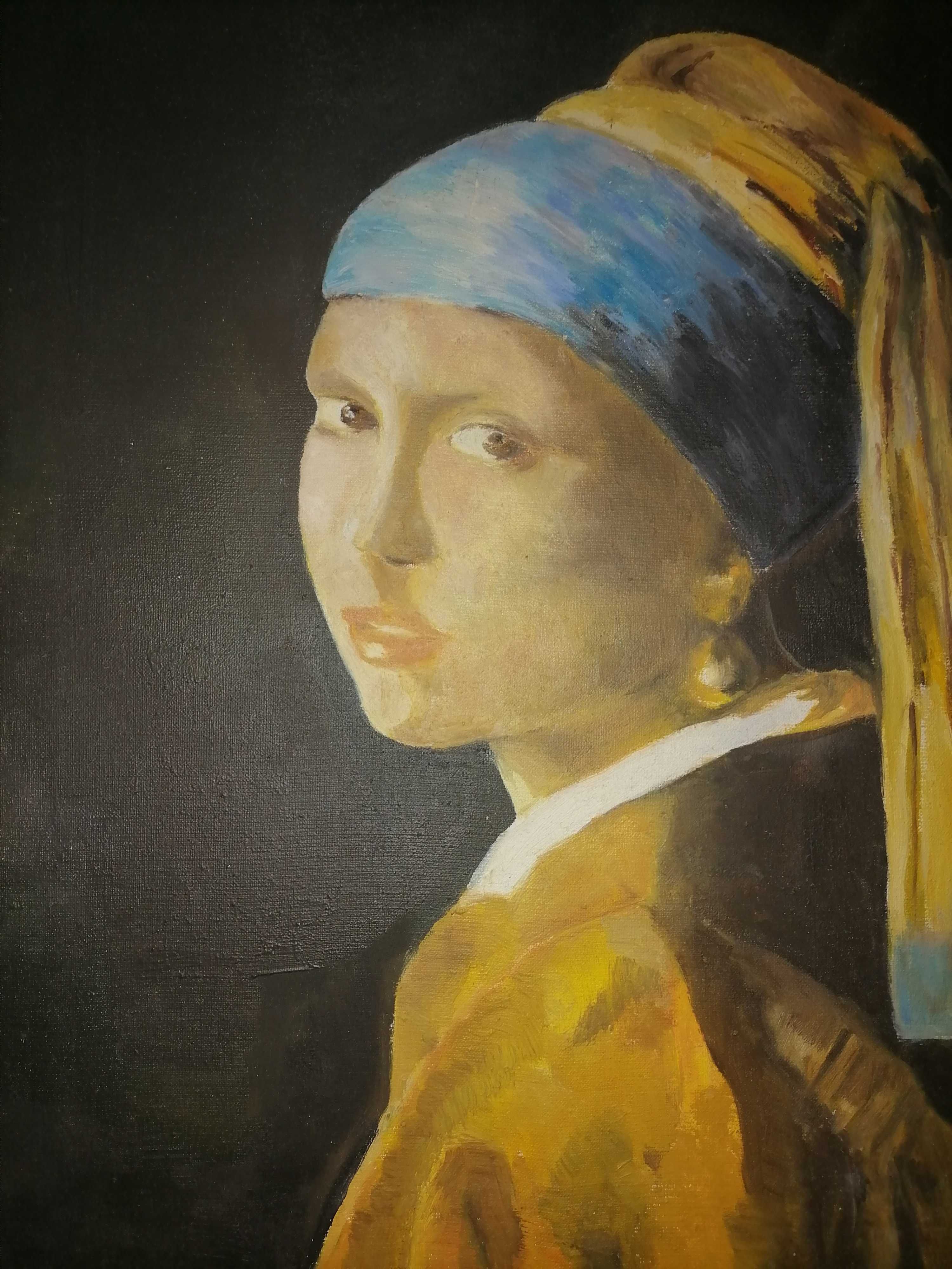 Obraz na płótnie "Dziewczyna z perłą" J. Vermeer - Reprodukcja