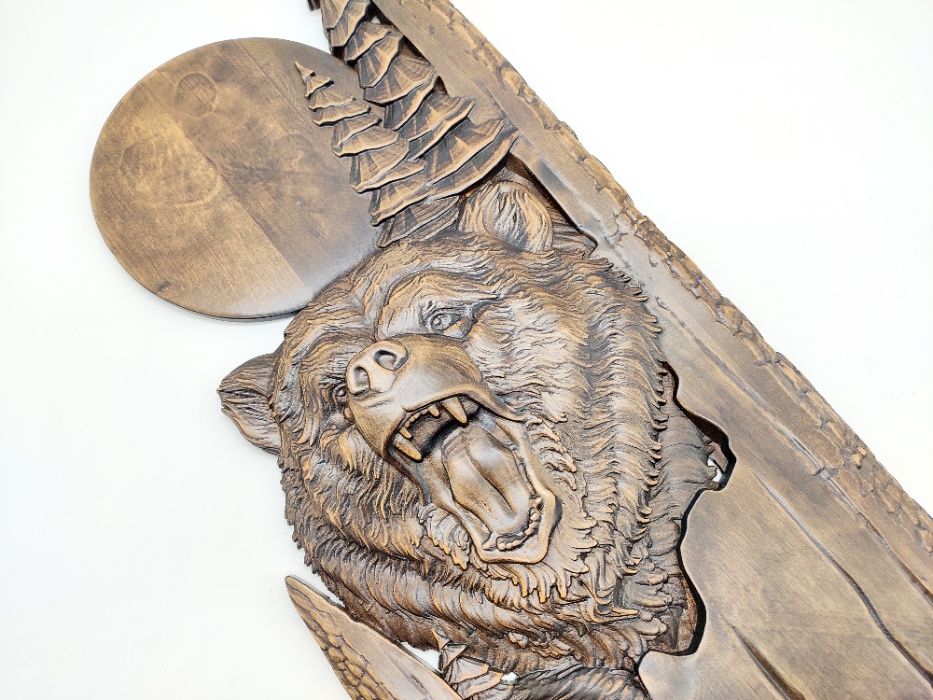 Niedźwiedź.Płaskorzeźba myśliwska .Prezent dla myśliwego.Rrzezba