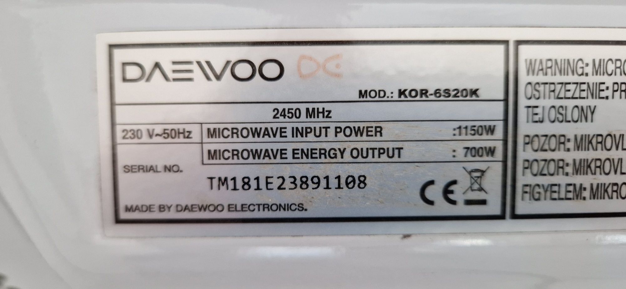 Kuchenka mikrofalowa, Mikrofala Daewoo