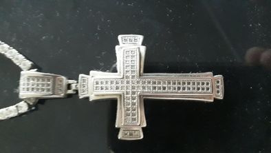 Покупай подарок - комплект Серебрянный крест с цепью 925 проб ROMANSON