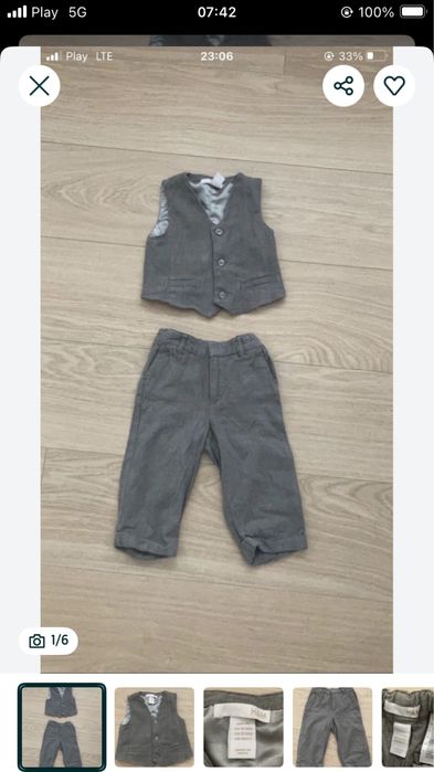 Komplet spodnie + kamizelka chlopieca 86 hm