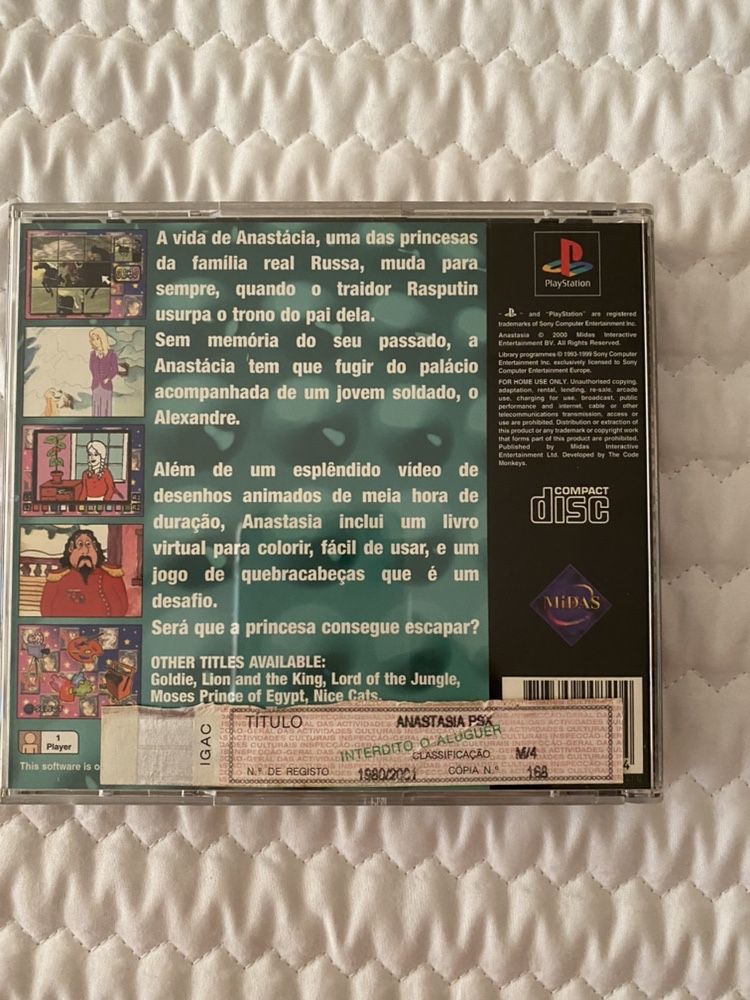 Jogo playstation 1 Anastasia completo a funcionar ps1