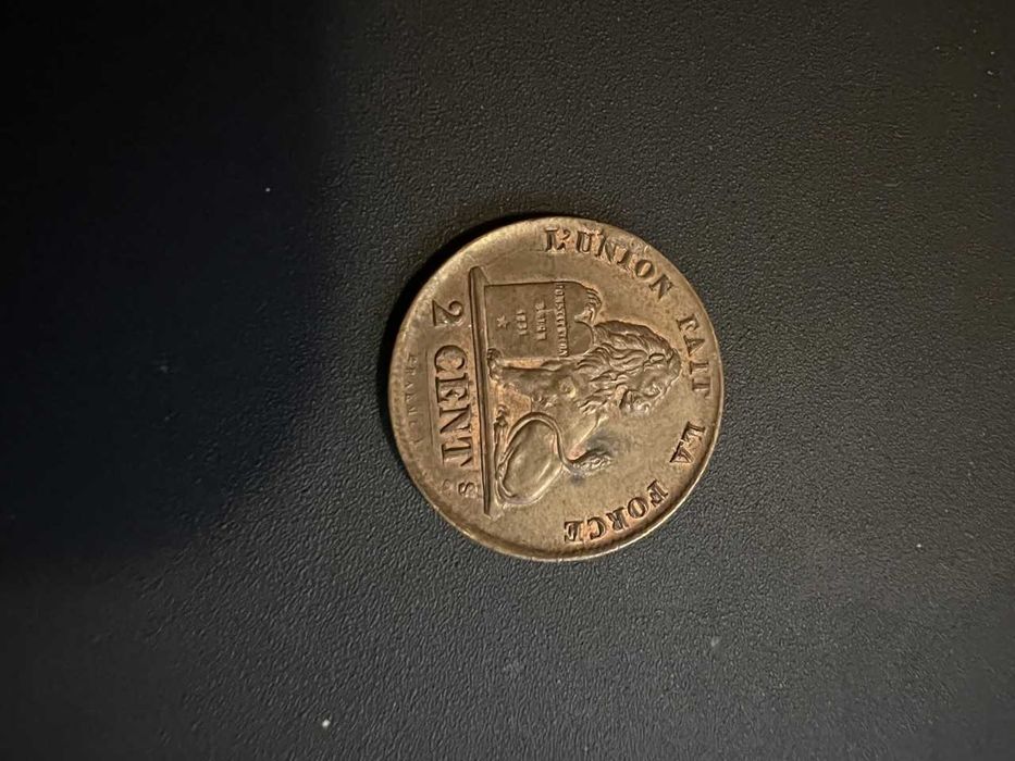 Moeda Bélgica 2 Cent 1857/1858