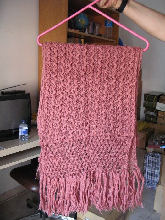 Cachecol de lã em crochet