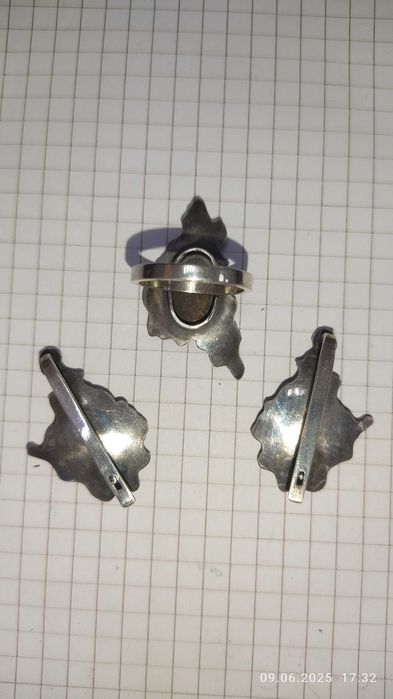 Комплект серьги и кольцо с бирюзой серебро, от про бабки