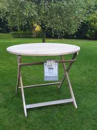Nowy nieużywany ogrodowy stół drewniany - okrągły 90 cm