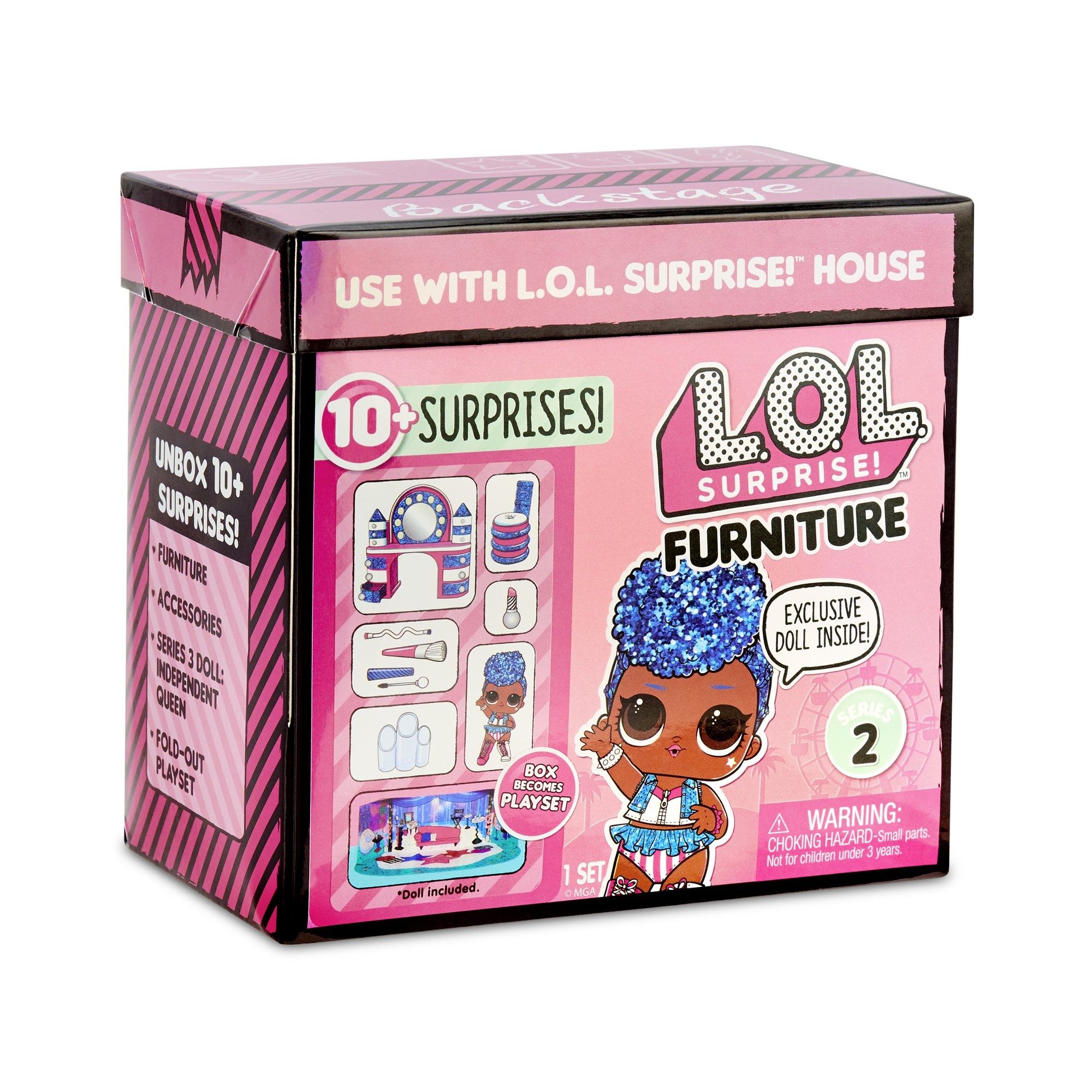 L.O.L. Surprise! Furniture Backstage with Independent Queen & 10+ Surp