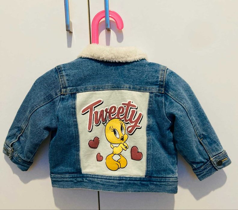 Kurtka dżinsowa ocieplana dziewczynka rozm 74. Stan bdb.