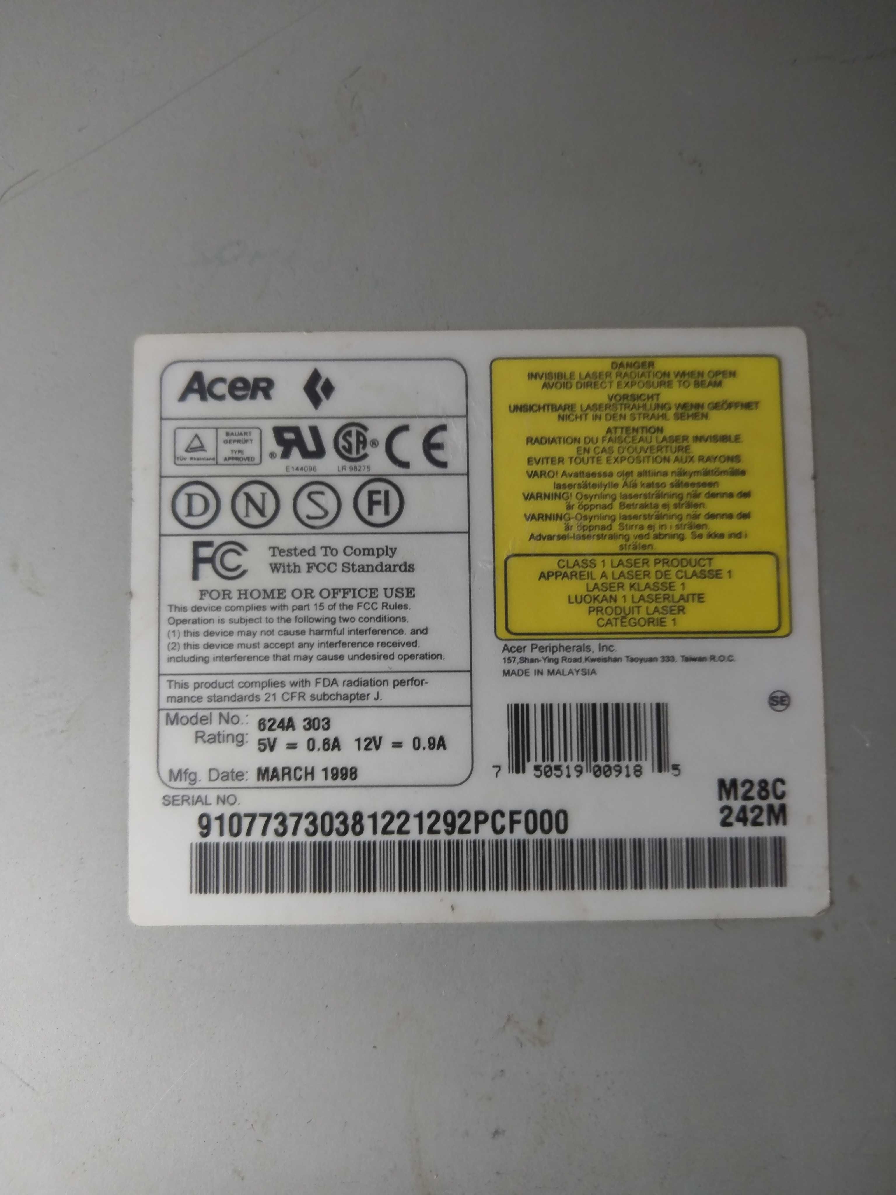 Stare napędy CD, złącze starego typu, marki LG i ACER