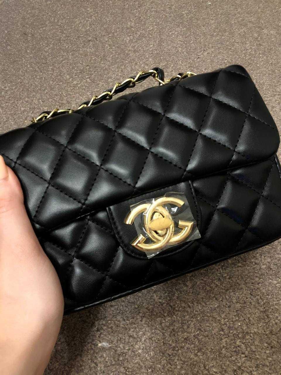 Женская сумка Chanel Classic Черная Шанель эко кожа на цепочках