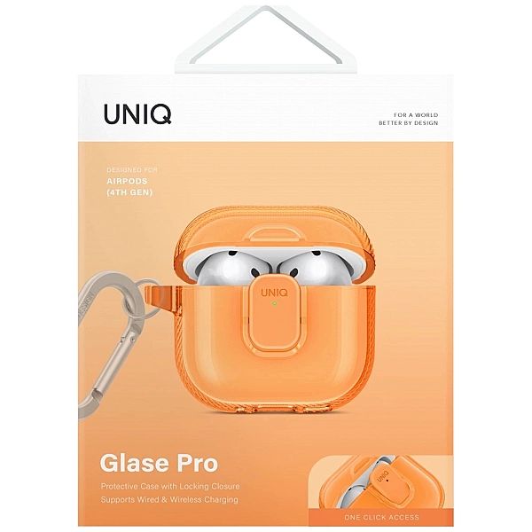 Etui UNIQ Glase Pro do AirPods 4 - pomarańczowe