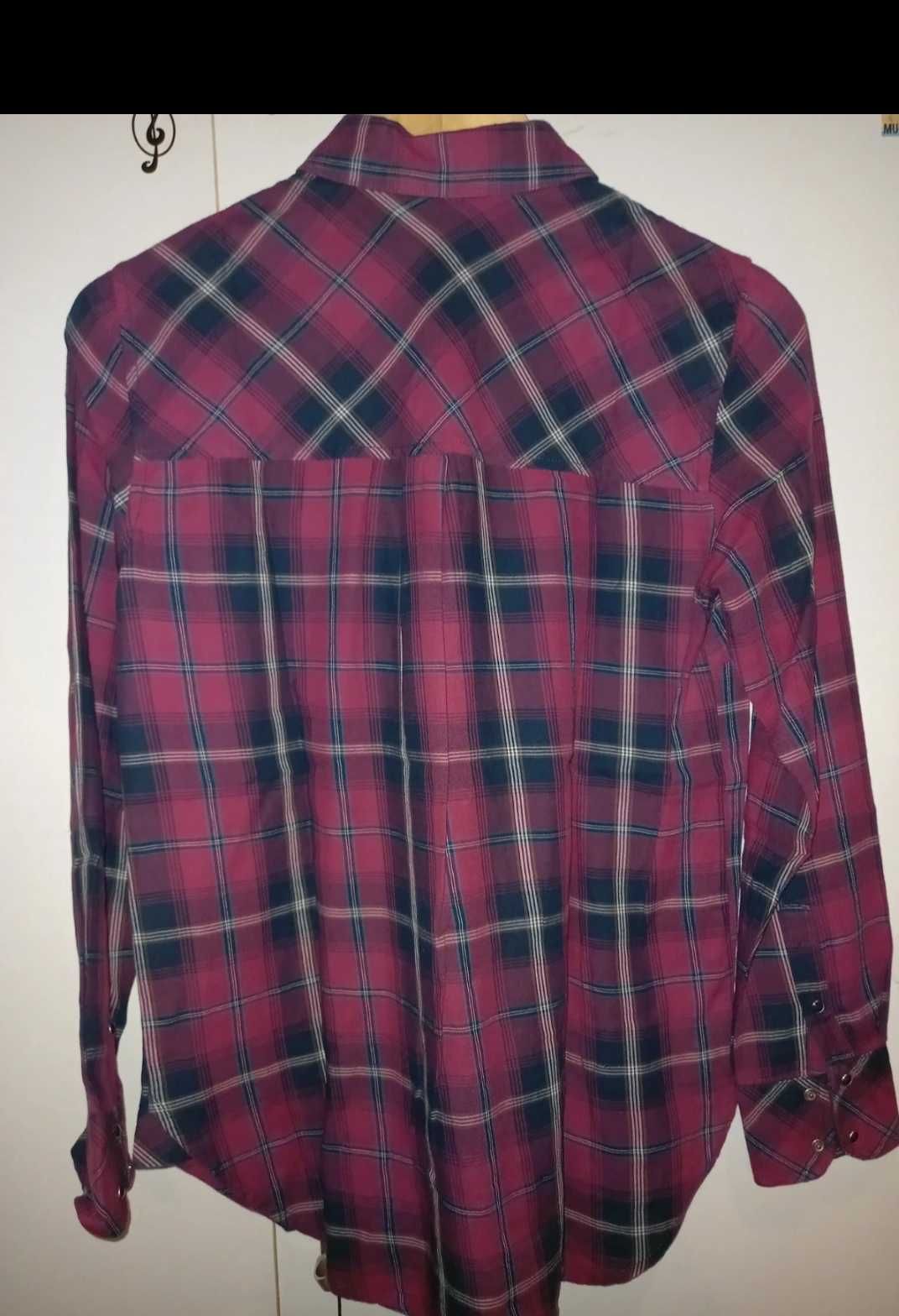 Camisa xadrez bordeaux com pérolas - S- Stradivarius