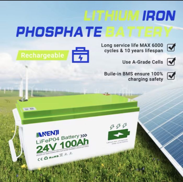 ANENJI 24V 100Ah Bluetooth - LiFePO4 акумулятори
