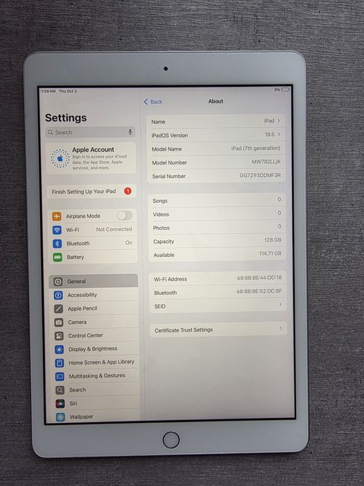 Провод iPad 7 покоління. 2020 рік. 128GB. Silver. Без обмежень