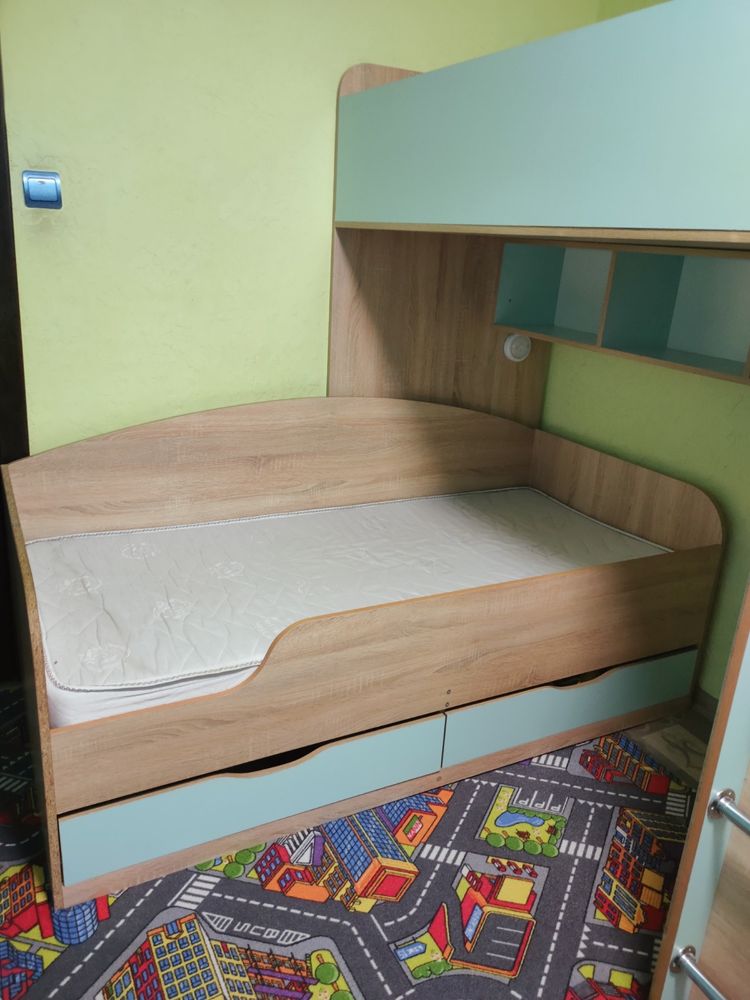 Детская кровать двухъярусная с шкафом
