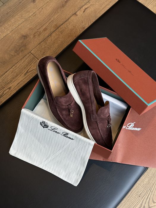 Трендові зручні лофери Loro Piana Lady Summer Walk Chocolate