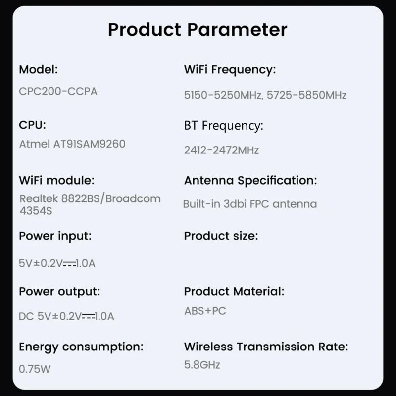 Carlinkit CCPA бездротовий CarPlay/AndroidAuto