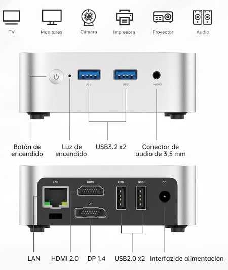 ACEMAGICIAN V1 Mini PC Intel Alder Lake-N97 (até 3,6 GHz), 16 GB DDR4
