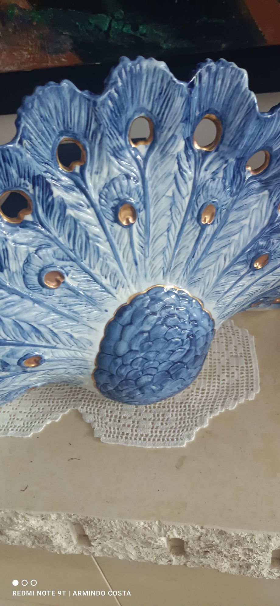 Pavão grandes dimensões porcelana italiana