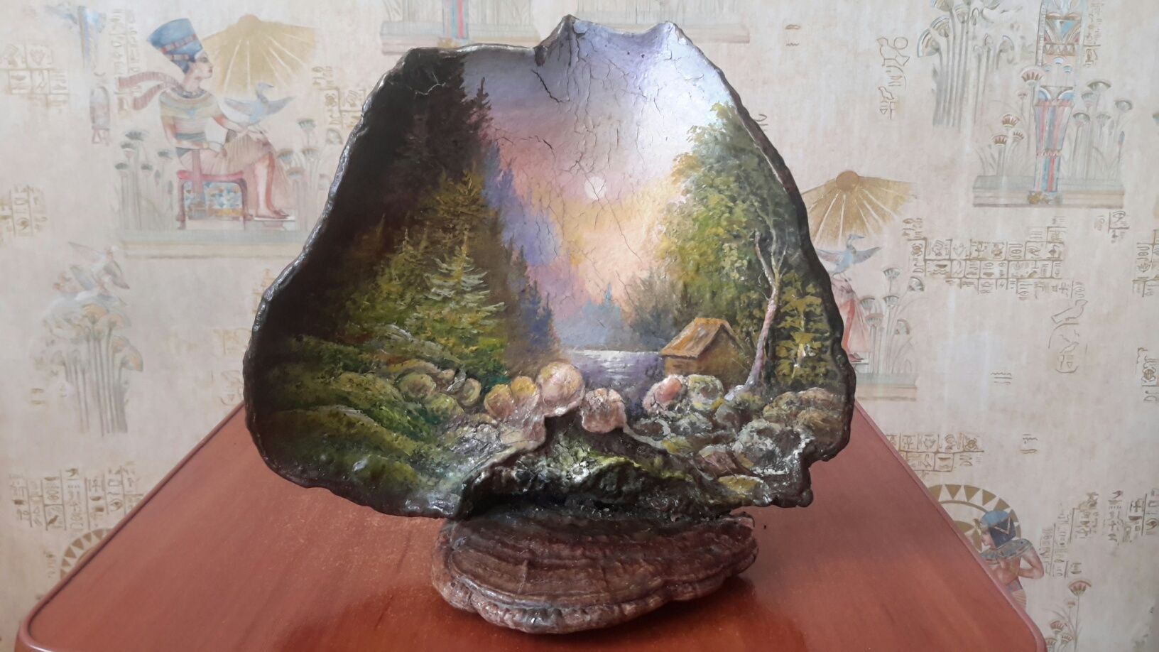Плакет на срезе, панно, резьба по дереву, картина