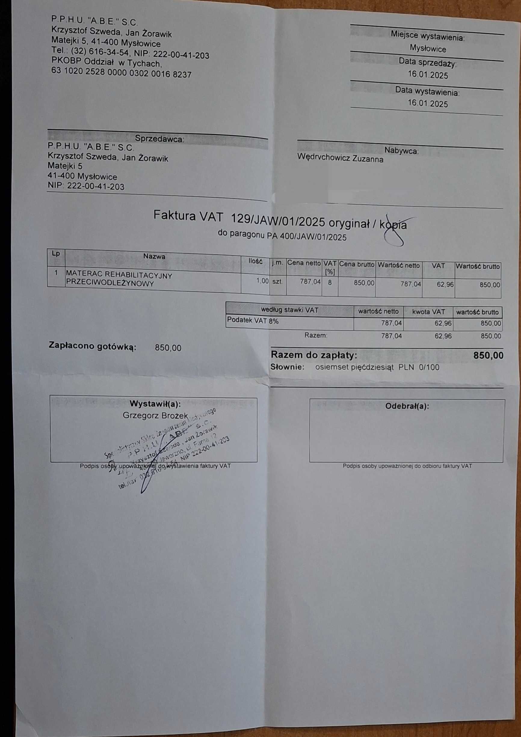 Materac przeciwodleżynowy HYPER FOAM PLUS 3 stopień odleżyn-90x200x14