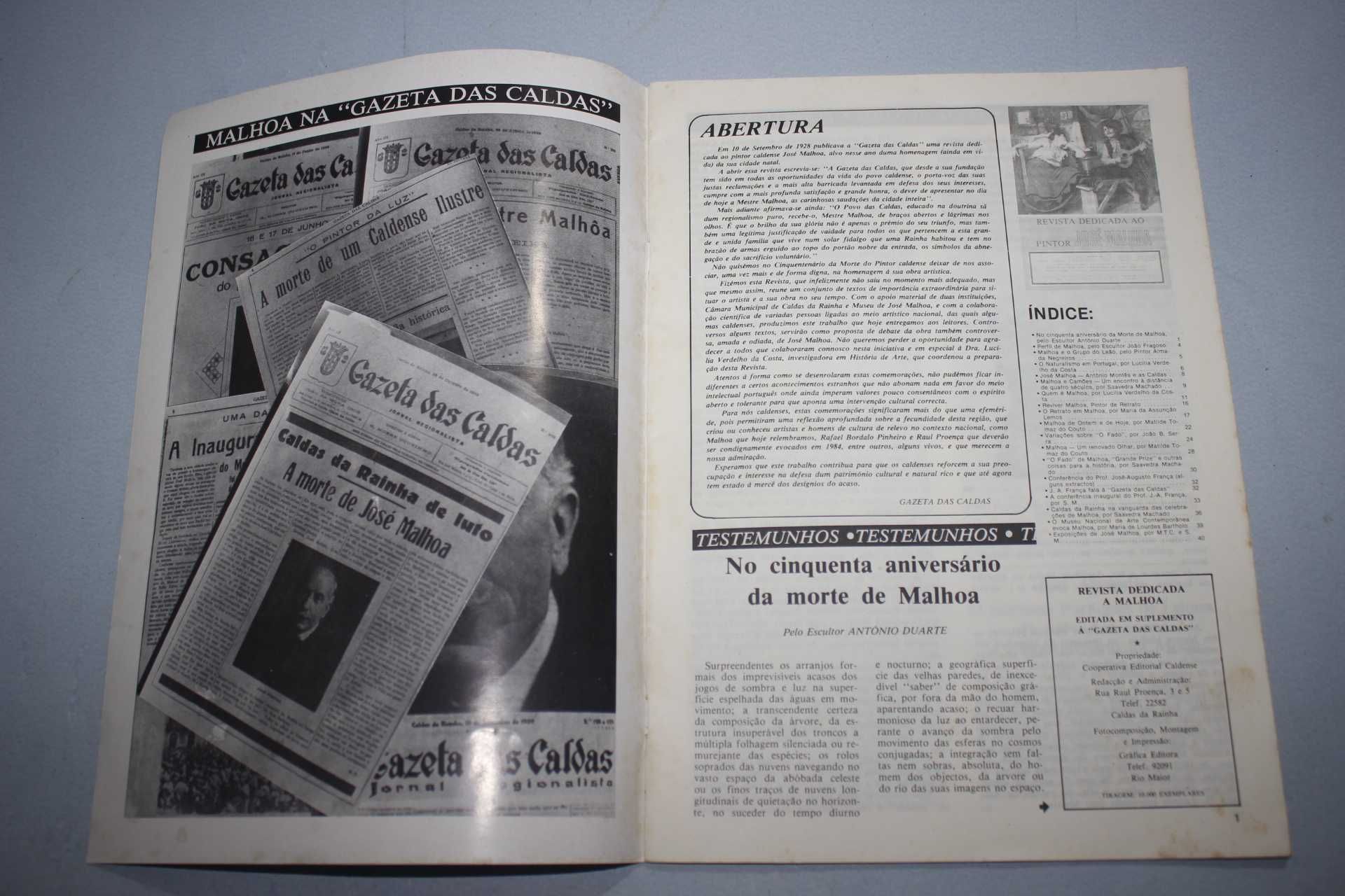 Revista Dedicada Pintor José Malhoa - Edição Gazeta das Caldas - 1985
