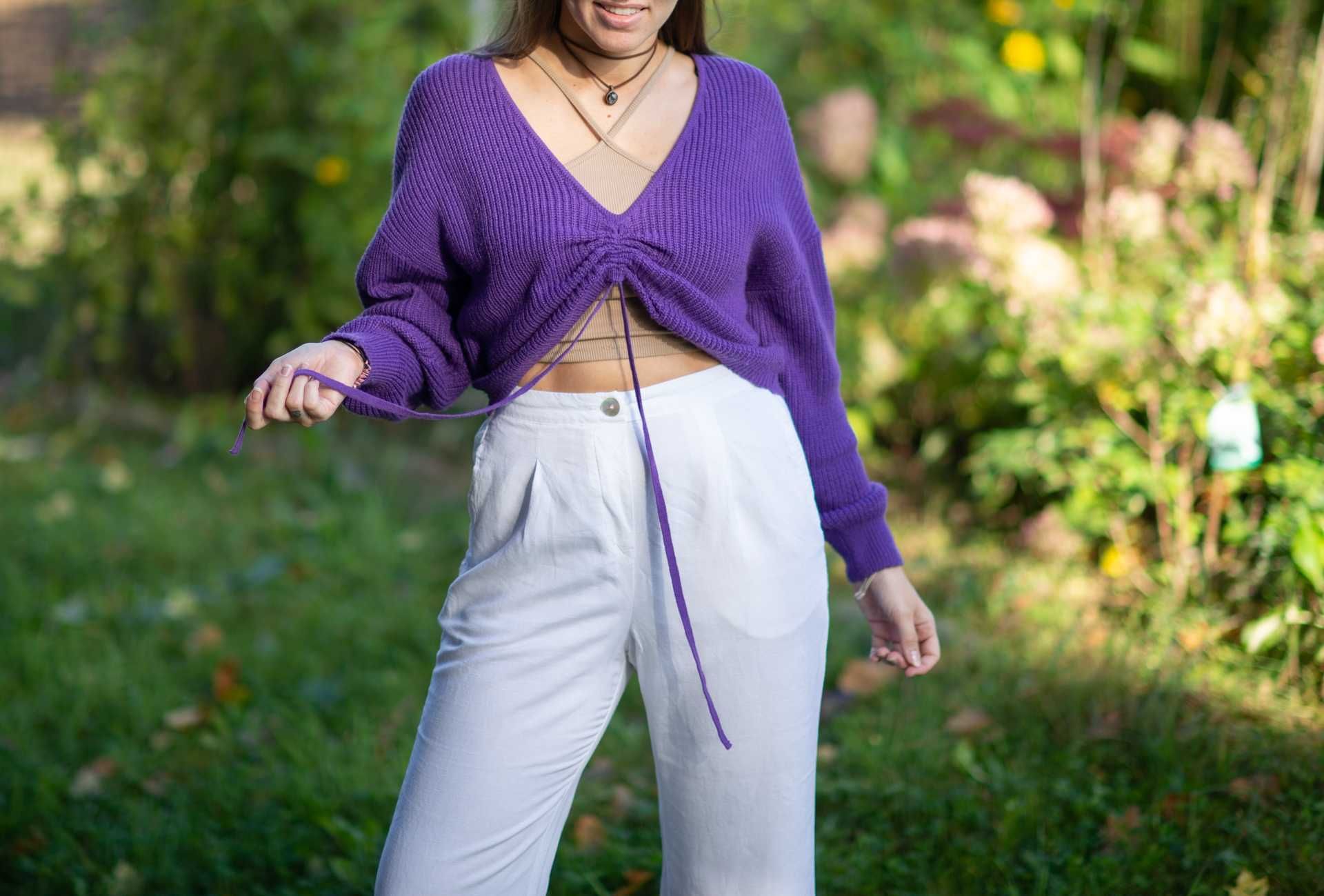 Sweter Divided 38 M 40 L ściągacz crop top