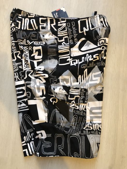 Calções de Banho Quiksilver Branco e Cinza 32 (NOVO)