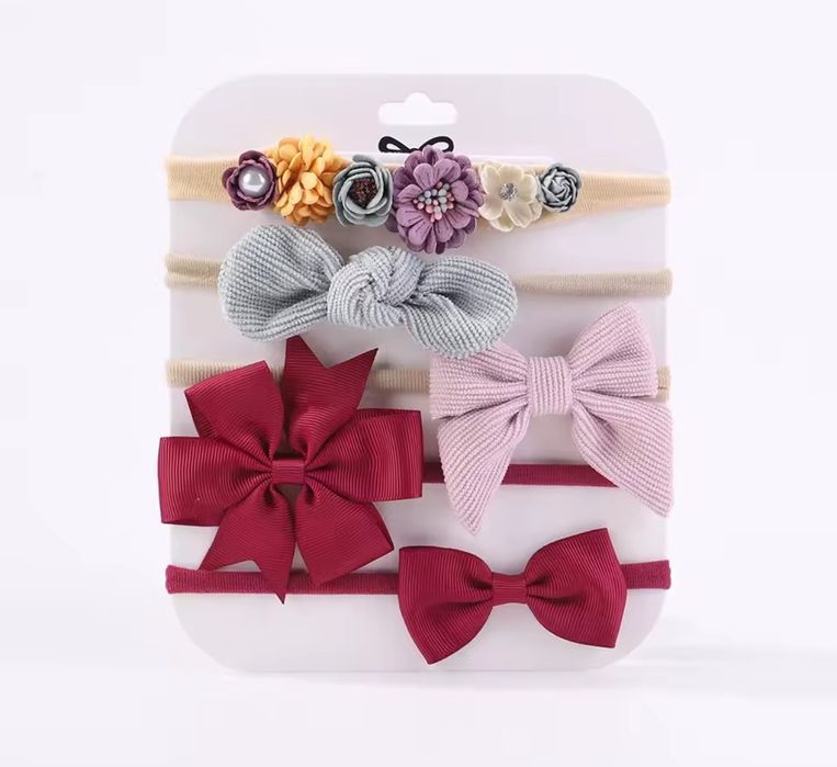 Opaski bezuciskowe z kokardami kwiatami dla dziewczynki.Opaski Ozdobne