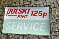 Szyld tablica emaliowana FIAT 125p SERVICE DUŻA